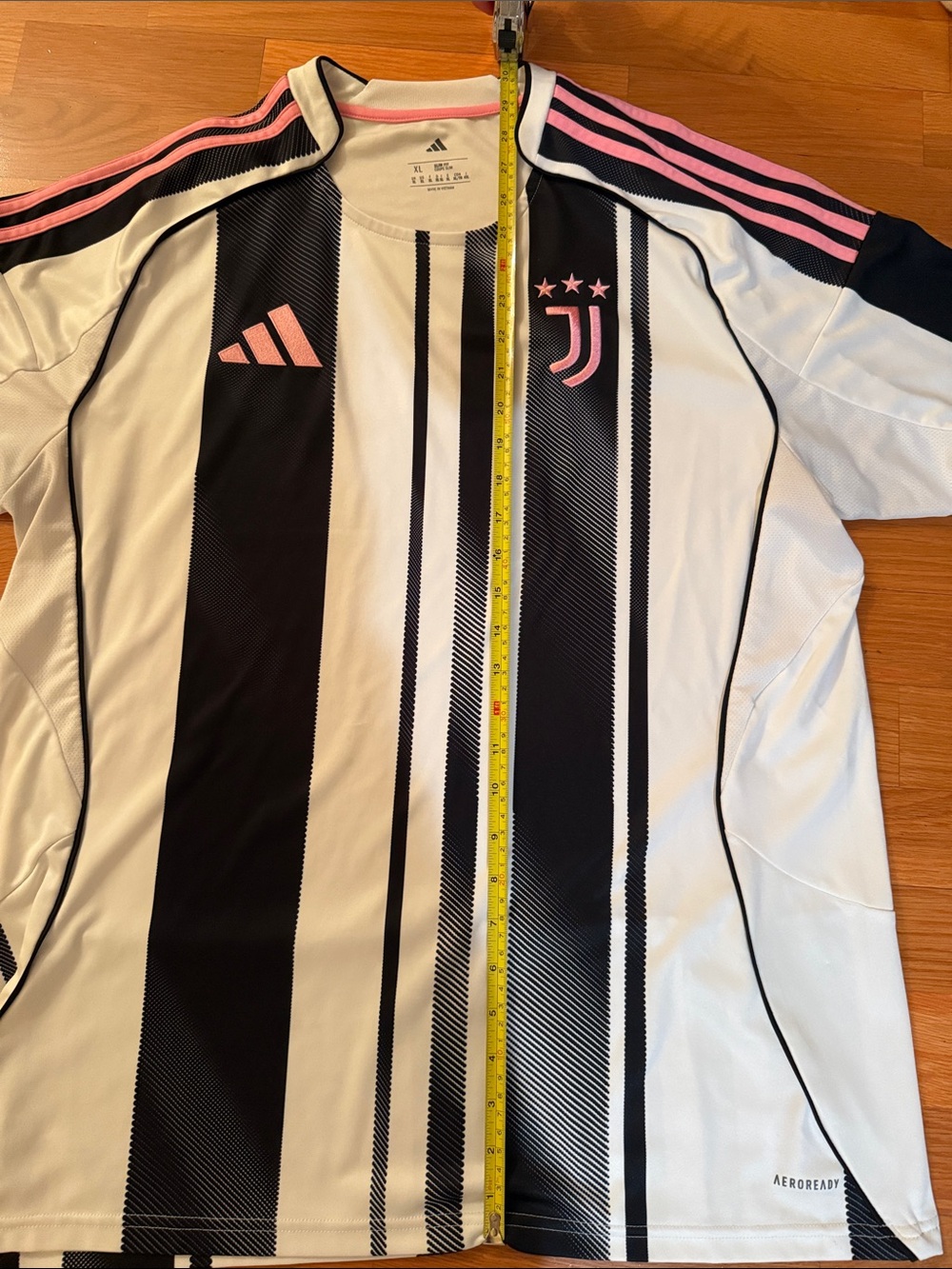 adidas Black, White & Pink Juventus Home Soccer Jersey - Picture 5 of 6
